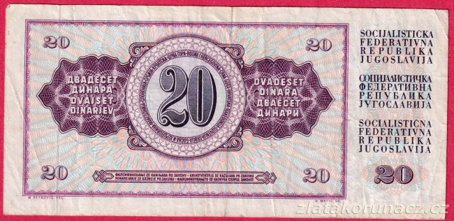 Jugoslávie - 20 Dinara 1974