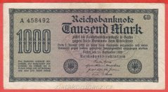 Německo - 1000 mark 15.9.1922 - série A-GD - 6 m.č.