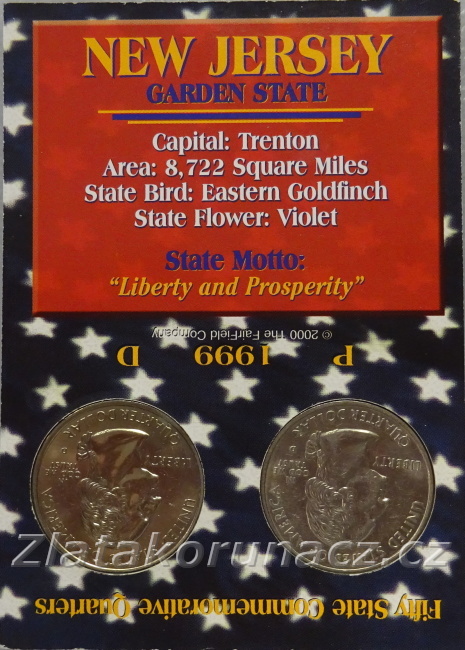 Sada dvou mincí - USA - 1/4 dollar 1999 New Jersey