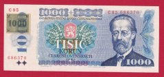 Česká republika - 1000 korun 1985 kolek lepený ,C 85