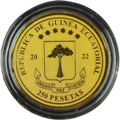 Zlatá mince Rovníková Guinea - 250 Pesetas 2022 - Thomas Jefferson