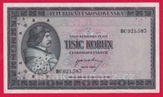 1000 Kčs b. l. 1945 BC - perf. vpravo nahoře