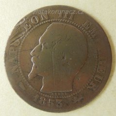 Francie - 5 centimes 1853 D