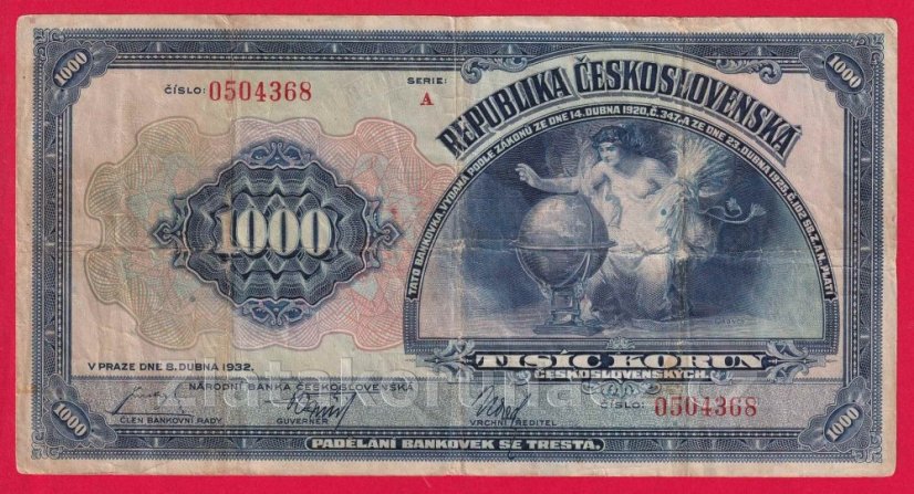 1000 korun 1932 A neperf.