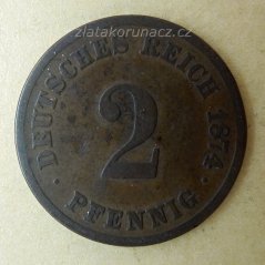 Německo - 2 Reich Pfennig 1874 F