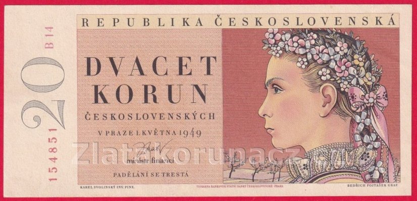 20 Kčs 1949 B 14