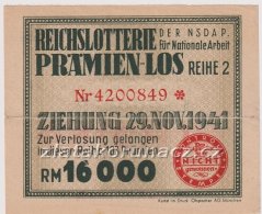 Los - reichslotterie der NSDAP - 16 000 RM 1941