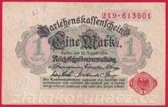 Německo - 1 mark 12.8.1914 - červená pečeť č.219