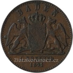 Baden - 1 Krejcar 1871 varianta 2