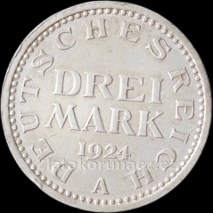 Německo - Výmar - 3 Marka 1924 A