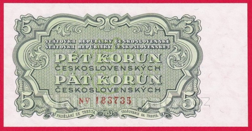 5 Kčs 1953 NV - český číslovač