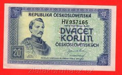 20 Kčs b.l.1945 HV, perf.