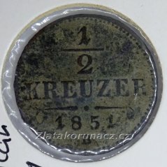 1/2 krejcar 1851 B