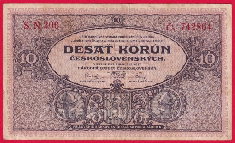 10 korun 1927 N 206