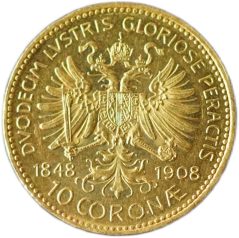 Zlatá mince Rakousko - Uhersko - 10 Koruna 1908 Jubilejní