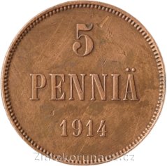 Finsko - 5 penniä 1914
