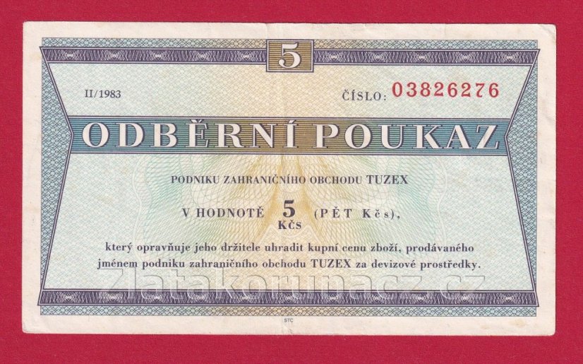 5 Tkčs - Tuzexová poukázka 1983/ II