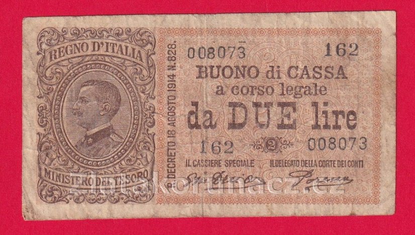 Itálie - 2 lira 19.8.1914