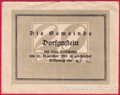 Dorfgastein - 20 haléřů - 1920