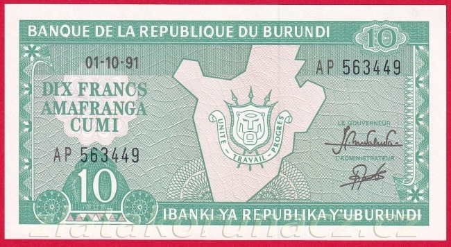 Burundi - 10 Francs 1991