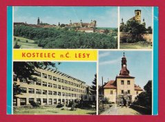 Kostelec nad Černými Lesy - pohled na zámek, brána