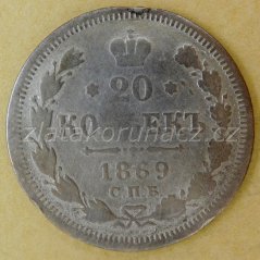 Rusko - 20 kopějka 1869 NI (НI)