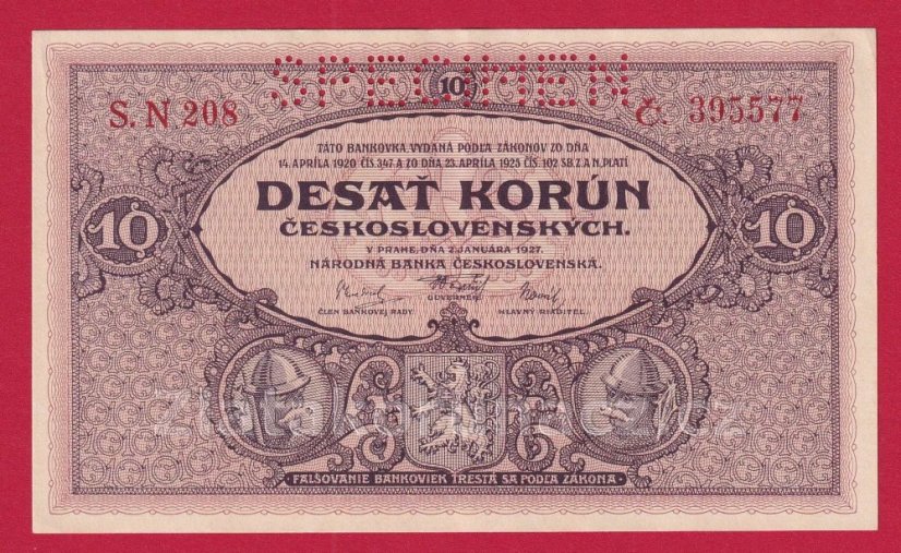 10 korun 1927 N 208