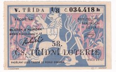 Los - 42 kčs - 58. Československá třídní loterie V. - H r. 1948