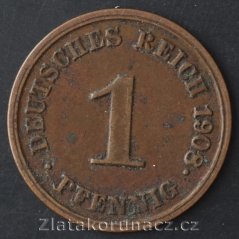 Německo - 1 Reich Pfennig 1908 J