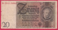 Německo - 20 Reichsmark 22.1.1929 - série B-G - 8 m.č.