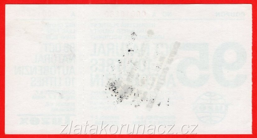10 litrů autobenzínu - tuzexová poukázka serie: A Hradec Králové