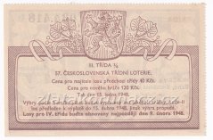 Los - 40 kčs - 57. Československá třídní loterie III. - H r.1948