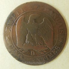 Francie - 5 centimes 1853 D
