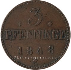 Mecklenburg - Schwerin - 3 pfenninge 1848