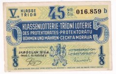 Los - 15 k - 45. Třídní loterie Protektorátu V. - B r.1941