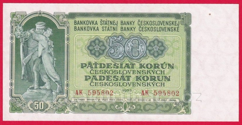 50 Kčs 1953 AK - ruský číslovač
