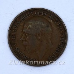 Anglie - 1/2 penny 1927