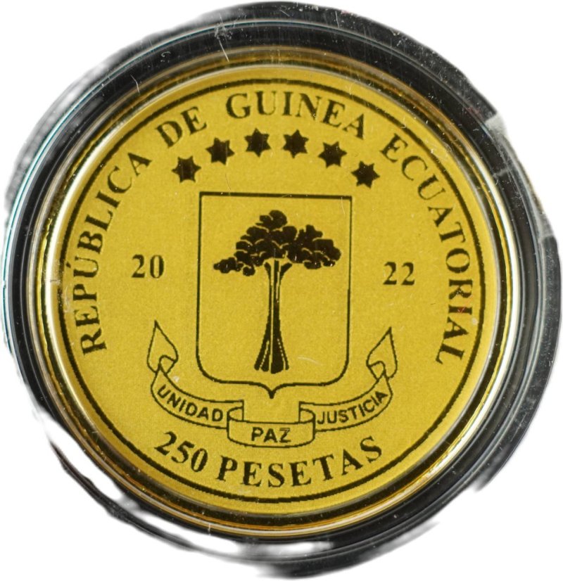 Zlatá mince Rovníková Guinea - 250 Pesetas 2022 - Andrew Jackson