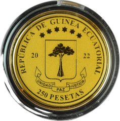 Zlatá mince Rovníková Guinea - 250 Pesetas 2022 - Ronald Reagan