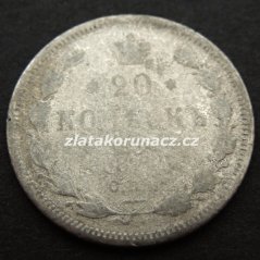 Rusko - 20 kopějka 1886 AG (АГ)