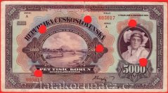5000 Korun 1920 A perf. + skart.otvory