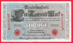 Německo - 1000 mark 21.4.1910 - série M-T-červená