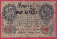 Německo - 20 mark 21.4.1910 - série F