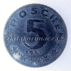 Rakousko - 5 groschen 1951
