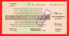 10 litrů autobenzínu - tuzexová poukázka serie: C Vrchlabi