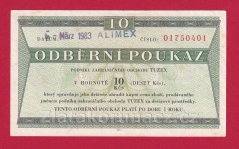 10 Tkčs - Tuzexová poukázka 1983/ březen