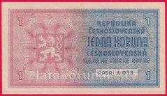 1 koruna b.l.1938/1940  A 033 - ruční přetisk