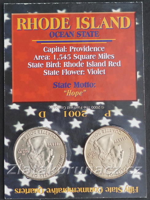 Sada dvou mincí - USA - 1/4 dollar 2001 Rhode Island
