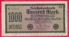 Německo - 1000 mark 15.9.1922 - série C-FZ - 6 m.č.