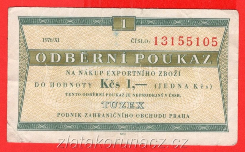 1 Tkčs - Tuzexová poukázka 1976/XI